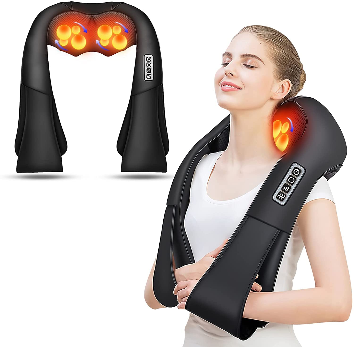 Aerlang Shiatsu Back And Neck Massager, Back Massager Deep Tissue Kneading Massager Neck And Shoulder Massager With Heat, Electr